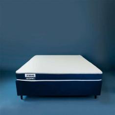 Cama Box Viúva Com Colchão Guldi Duplo Plus D28 Branca E Azul