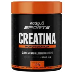 Katiguá, Creatina Monohidratada, Pura e isolada, Dose máxima 3000 mg, Sabor Tradicional, 120 Gramas, Preto
