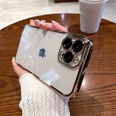 Capa de telefone macia para iPhone 11 12 13 14 Pro Max XS X XR 7 8 Plus Mini SE 2020 2022 Capa transparente de silicone, dourada, para iphone 7