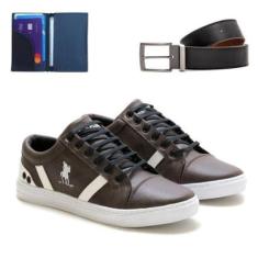 Tênis Sapatênis Masculino De Amarrar Com Carteira E Cinto 08-Masculino