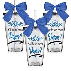 3 Copos Convite Personalizados para Pajem