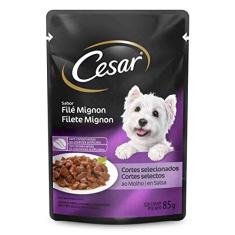 Ração Úmida Para Cachorros Adultos Cesar Sachê Cortes Selecionados, Filé Mignon, 85 g