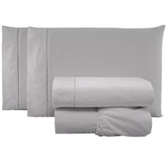 Jogo De Lençol Casal Padrão Percal 200 Fios 100% Algodão 4 Peças - Cinza