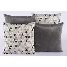 Kit Com 4 Capas Para Almofadas Decorativas De Sofá 40x40 Cinza
