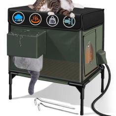 Casa de gato ao ar livre LUBLACET aquecida isolada à prova d'água