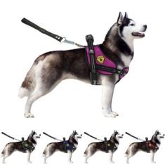 Coleira Peitoral Para Cachorro Grande Com Alça Reforçada Guia Ajustáve