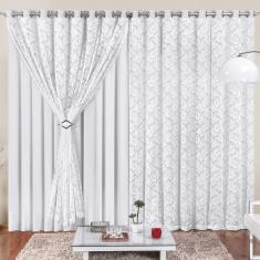 Cortina Para Varão Yasmin 4,00 X 2,50m Alt Renda e Malha - Branca