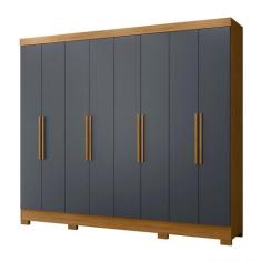 Guarda Roupas Casal 8 Portas 4 Gavetas Diplomata Moval Freijó / Cinza 