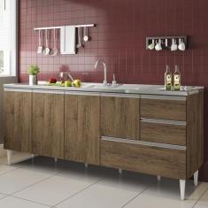 Gabinete balcão para pia  2 metro com gavetão castanho - ByMadero Mobi