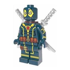 Boneco Blocos De Montar Deadpool Traje X-Men Azul