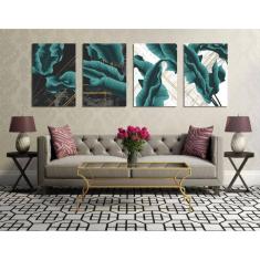 Quadros Decorativos Flores Verdes Abstratas Modernas 40X60