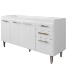 Balcão Gabinete de Pia sem Tampo 150cm 4 Portas 2 Gavetas Lis L03 Branco - Mpozenato