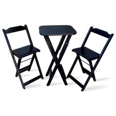 Conjunto De Bistro Com 2 Banquetas Dobravel Preto Cor: Preto