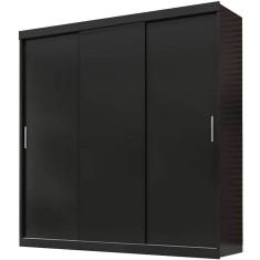 Guarda Roupa Berlim SEM Espelho Casal 3 Portas 4 Gavetas Cor Preto