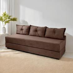 Sofá Cama 3em1 em Tecido Suede com Almofadas - Sofá que vira cama Multifuncional