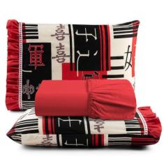 Jogo Cama Lençol King Minuano 100% Algodão 3 Peças Vermelho - Casa Sho