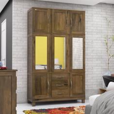 Guarda Roupa Solteiro 8 Portas 3 Espelhos 3 Gavetas e Pés Paris - Lane