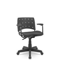 Cadeira Giratória Secretária com Braço Assento Estofado Ergoplax Preto