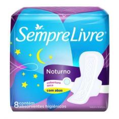 Absorvente sempre livre noturno cobertura seca com abas com 8 unidades