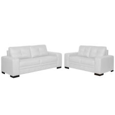 Sofá 2 e 3 Lugares Milano Couro Branco Gran Belo