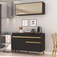 Cozinha Compacta Multimóveis Veneza Gb Fg3688 Com Armário E Balcão Preta