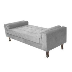 Recamier Baú Félix Solteiro 100 cm Suede - Amarena Móveis, Cinza