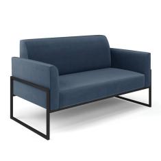 Sofá Namoradeira Base Industrial Alta Preto Marisa Suede D03 - D`Rossi