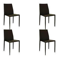 Kit 4 Cadeiras Decorativas Sala e Cozinha Karma PVC Marrom - Gran Belo