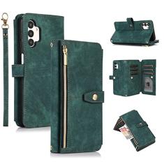 UEEBAI Capa para Samsung Galaxy A13/A04s, 9 compartimentos para cartões, carteira de couro retrô, capa flip para A13 5G/4G com alça de mão, compartimentos para cartões, bolso com zíper, suporte,