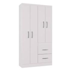 Guarda Roupa Solteiro Milão 4 Portas Branco Brilho  Poquema - Poquema 