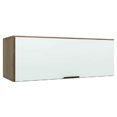 Armário Aéreo Geladeira De Cozinha e Lavanderia 1 Porta 0,80m Módulo Suspenso Nogal/Branco Batrol