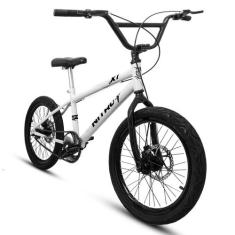 Bicicleta Aro 20 Nitro Freio a Disco Tipo Bmx Cross Free Style Branco 