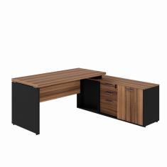 Mesa Dinâmica Com Armário Lateral Porta De Correr Marrom/preto