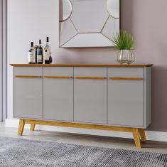 Aparador Buffet Sala De Estar Opala 4 Portas Naturale/off White