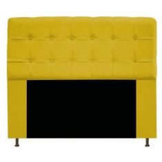 Cabeceira Estofada Mel 160 cm Queen Size Com Botonê Suede Amarelo - Do