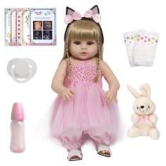 Boneca Reborn Menina Loira Bailarina Coelhinha 46cm Princesa - Cegonha