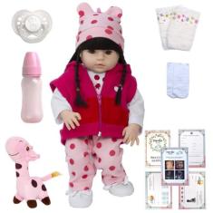 Boneca Reborn Morena Menina 100 % Silicone Lindos Acessórios - Cegonha