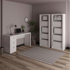 Kit 3 Peças com Escrivaninha 3 Gavetas ME4102 e 2 Estantes para Escrit