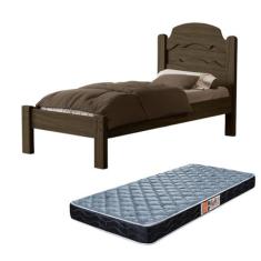 Cama de solteiro Iris tradicional em MDF reforçada para quarto com col