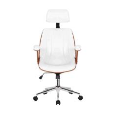 Cadeira Escritório Giratória Kopenhagen Presidente Fratini Móveis Branco/Marrom