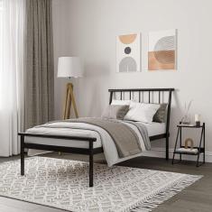 Cama Solteiro em Aço Begônia CabeCasa MadeiraMadeira Preto Fosco