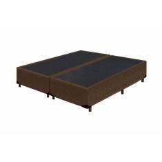 Base Box King Bipartido Suede Marrom - 30x198x203