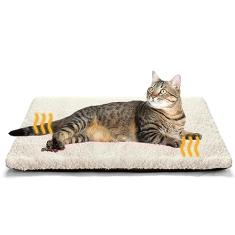 Cama de gato autoaquecedora tapete de cachorro 74 x 48 cm almofada térmica extra quente para animais de estimação internos e externos com capa removível, parte inferior antiderrapante lavável