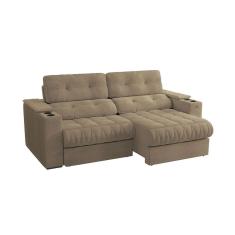 sofá 4 lugares retrátil e reclinável premier molas bouclé  261 cm