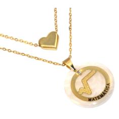 Colar Duplo Amor Pela Matemática Profissão Folheado 18k