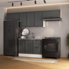 Cozinha Compacta 4 Peças 3 Aéreos 1 Balcão Soho Cabecasa Madeiramadeira Branco/Grafite