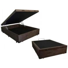 Base Box Casal Baú Suede - 138x188x35 - Veneza Estofados , Marrom