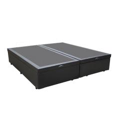 Cama Box Baú King 193 Tecido Preto Com Colchão Alegro Bello Box D28 Cinza 58x193x203