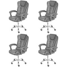 Kit 4 Cadeiras para Escritório Presidente Estofada Jacarta Preto