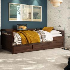 Bicama Londrina Solteiro Castanho Escuro Madeira Pinus - Saraiva